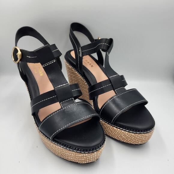 Cole Haan Cloudfree All day Womens Black Wedge Sandals Size 8 - Picture 1 of 5